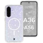 Carcasa Bizon SparklO cu MagSafe compatibila cu Samsung Galaxy A36 5G / A56 5G, Glitter Clear 3 - lerato.ro