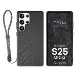 Carcasa Bizon CarbO cu MagSafe si Wrist Strap compatibila cu Samsung Galaxy S25 Ultra, Negru 3 - lerato.ro