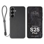 Carcasa Bizon CarbO cu MagSafe si Wrist Strap compatibila cu Samsung Galaxy S25 Plus, Negru 3 - lerato.ro