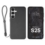 Carcasa Bizon CarbO cu MagSafe si Wrist Strap compatibila cu Samsung Galaxy S25, Negru 3 - lerato.ro
