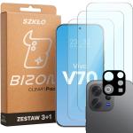 Set protectie 4in1 Bizon Glass Clear Pack, 3 folii sticla ecran + 1 folie sticla camera foto, compatibil cu Vivo V70 5G, Transparent 2 - lerato.ro