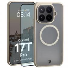 Huse si carcase Xiaomi , Kit protectie 2 in 1 BizonMobile, Carcasa Bizon MatteO si Folie sticla securizata Bizon Glass Edge, compatibil cu Xiaomi 17T Pro, Bej, lerato.ro