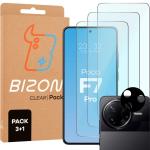 Set protectie 4in1 Bizon Glass Clear Pack, 3 folii sticla ecran + 1 folie sticla camera foto, compatibil cu Xiaomi Poco F7 Pro, Transparent 2 - lerato.ro
