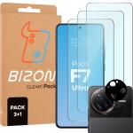 Set protectie 4in1 Bizon Glass Clear Pack, 3 folii sticla ecran + 1 folie sticla camera foto, compatibil cu Xiaomi Poco F7 Ultra, Transparent 2 - lerato.ro