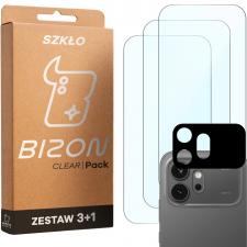 Folii protectie telefoane Honor, Set protectie 4in1 Bizon Glass Clear Pack, 3 folii sticla ecran + 1 folie sticla camera foto, compatibil cu Honor 600 5G, Transparent, lerato.ro