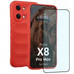 Kit protectie 2 in 1 BizonMobile, Carcasa Bizon Tur si Folie sticla securizata Bizon Glass Edge, compatibil cu Xiaomi Poco X8 Pro Max, Rosu 2 - lerato.ro