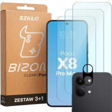 Set protectie 4in1 Bizon Glass Clear Pack, 3 folii sticla ecran + 1 folie sticla camera foto, compatibil cu Xiaomi Poco X8 Pro Max, Transparent