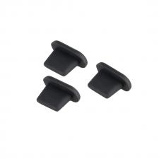 Set 3 protectii din silicon Bizon Dust Plug, Protectie Port Incarcare, Anti-Praf, Anti-Umiditate, Previne Deteriorarea, Port Lightning, Negru