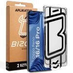 Set 2 folii sticla securizata Bizon Glass Aplikator Edge, Kit montare inclus, compatibile cu Oppo Reno 16 / 16 Pro, Negru 2 - lerato.ro