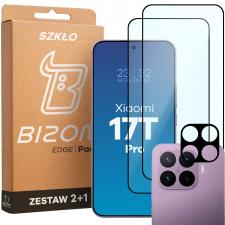 Set protectie 3in1 Bizon Glass Edge Pack, 2 folii sticla ecran + 1 folie sticla camera foto, compatibil cu Xiaomi 17T Pro, Negru