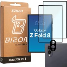 Set protectie 3in1 Bizon Glass Edge Pack, 2 folii sticla ecran + 1 folie sticla camera foto, compatibil cu Samsung Galaxy Z Fold 8, Negru