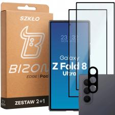 Set protectie 3in1 Bizon Glass Edge Pack, 2 folii sticla ecran + 1 folie sticla camera foto, compatibil cu Samsung Galaxy Z Fold 8 Ultra, Negru