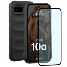 Kit protectie 2 in 1 BizonMobile, Carcasa Bizon Tur si Folie sticla securizata Bizon Glass Edge, compatibil cu Google Pixel 10a, Negru