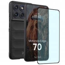 Kit protectie 2 in 1 BizonMobile, Carcasa Bizon Tur si Folie sticla securizata Bizon Glass Edge, compatibil cu Motorola Edge 70, Negru