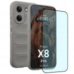 Kit protectie 2 in 1 BizonMobile, Carcasa Bizon Tur si Folie sticla securizata Bizon Glass Edge, compatibil cu Xiaomi Poco X8 Pro, Light Grey 2 - lerato.ro