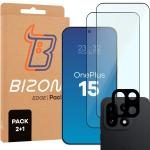 Set protectie 3in1 Bizon Glass Edge Pack, 2 folii sticla ecran + 1 folie sticla camera foto, compatibil cu OnePlus 15, Negru 2 - lerato.ro