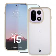 Kit protectie 2 in 1 BizonMobile, Carcasa Bizon Angelo si Folie sticla securizata Bizon Glass Edge, compatibil cu OnePlus 15, Bej