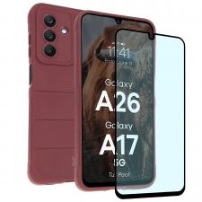 Kit protectie 2 in 1 BizonMobile, Carcasa Bizon Tur si Folie sticla securizata Bizon Glass Edge, compatibil cu Samsung Galaxy A17 5G / A26 5G, Dark Purple