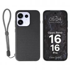 Carcasa Bizon CarbO cu MagSafe si Wrist Strap compatibila cu Oppo Reno 16 / 16 Pro, Negru