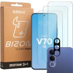 Set protectie 4in1 Bizon Glass Clear Pack, 3 folii sticla ecran + 1 folie sticla camera foto, compatibil cu Vivo V70 FE 5G, Transparent 2 - lerato.ro