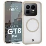 Kit protectie 2 in 1 BizonMobile, Carcasa Bizon MatteO si Folie sticla securizata Bizon Glass Edge, compatibil cu Realme GT 8 Pro, Bej 2 - lerato.ro