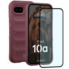 Kit protectie 2 in 1 BizonMobile, Carcasa Bizon Tur si Folie sticla securizata Bizon Glass Edge, compatibil cu Google Pixel 10a, Dark Purple