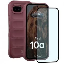 Kit protectie 2 in 1 BizonMobile, Carcasa Bizon Tur si Folie sticla securizata Bizon Glass Edge, compatibil cu Google Pixel 10a, Dark Purple