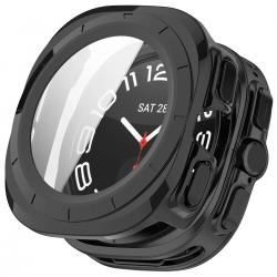 Carcasa cu protectie ecran din sticla securizata BizonMobile Adamo compatibila cu Samsung Galaxy Watch Ultra 2 47mm, Negru