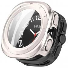 Accesorii Samsung Galaxy Watch Ultra 47 mm, Carcasa cu protectie ecran din sticla securizata BizonMobile Adamo compatibila cu amsung Galaxy Watch Ultra 2 47mm, Satin Champagne, lerato.ro