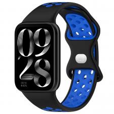 Accesorii Xiaomi Watch, Curea Bizon Octo compatibila cu Xiaomi Redmi Watch 6 / 5 / 4, Negru / Albastru, lerato.ro