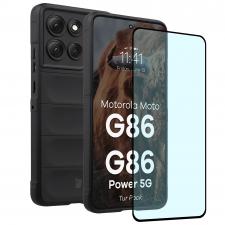 Huse si carcase Motorola Moto G86 Power , Kit protectie 2 in 1 BizonMobile, Carcasa Bizon Tur si Folie sticla securizata Bizon Glass Edge, compatibil cu Motorola Moto G86 5G / G86 Power 5G, Negru, lerato.ro