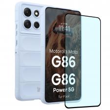 Huse si carcase Motorola Moto G86 Power , Kit protectie 2 in 1 BizonMobile, Carcasa Bizon Tur si Folie sticla securizata Bizon Glass Edge, compatibil cu Motorola Moto G86 5G / G86 Power 5G, Light Blue, lerato.ro