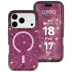Husa Bizon SparklO cu MagSafe compatibila cu iPhone 18 Pro / 17 Pro, Glitter Burgundy 3 - lerato.ro