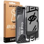 Set 2 folii sticla securizata Bizon Glass Aplikator Shadow Privacy, Kit montare inclus, compatibile cu iPhone 18 Pro, Negru 2 - lerato.ro