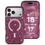 Husa Bizon SparklO cu MagSafe compatibila cu iPhone 18 Pro Max / 17 Pro Max, Glitter Burgundy 3 - lerato.ro