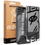 Set 2 folii sticla securizata Bizon Glass Aplikator Shadow Privacy, Kit montare inclus, compatibile cu iPhone 18 Pro Max, Negru 2 - lerato.ro