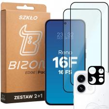 Set protectie 3in1 Bizon Glass Edge Pack, 2 folii sticla ecran + 1 folie sticla camera foto, compatibil cu Oppo Reno 16 F / 16 FS, Negru