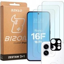 Set protectie 4in1 Bizon Glass Clear Pack, 3 folii sticla ecran + 1 folie sticla camera foto, compatibil cu Oppo Reno 16 F / 16 FS, Transparent