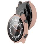Carcasa cu protectie ecran din sticla securizata BizonMobile compatibila cu OnePlus Watch 3 / Oppo Watch X2, Roz 5 - lerato.ro