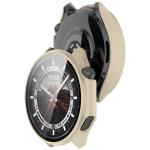 Carcasa cu protectie ecran din sticla securizata BizonMobile compatibila cu OnePlus Watch 3 / Oppo Watch X2, Bej 5 - lerato.ro