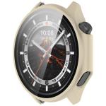 Carcasa cu protectie ecran din sticla securizata BizonMobile compatibila cu OnePlus Watch 3 / Oppo Watch X2, Bej 6 - lerato.ro