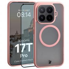 Huse si carcase Xiaomi , Kit protectie 2 in 1 BizonMobile, Carcasa Bizon MatteO si Folie sticla securizata Bizon Glass Edge, compatibil cu Xiaomi 17T Pro, Roz, lerato.ro