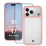 Kit protectie 2 in 1 BizonMobile, Carcasa Bizon Angelo si Folie sticla securizata Bizon Glass Edge, compatibil cu iPhone 18 Pro Max / 17 Pro Max, Roz 2 - lerato.ro
