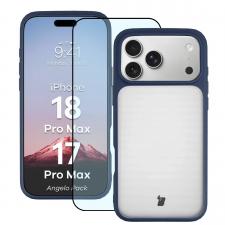 Huse si carcase iPhone 18 Pro Max, Kit protectie 2 in 1 BizonMobile, Carcasa Bizon Angelo si Folie sticla securizata Bizon Glass Edge, compatibil cu iPhone 18 Pro Max / 17 Pro Max, Dark Blue, lerato.ro