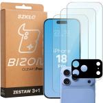 Set protectie 4in1 Bizon Glass Clear Pack, 3 folii sticla ecran + 1 folie sticla camera foto, compatibil cu iPhone 18 Pro, Transparent 2 - lerato.ro