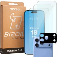 Set protectie 4in1 Bizon Glass Clear Pack, 3 folii sticla ecran + 1 folie sticla camera foto, compatibil cu iPhone 18 Pro, Transparent