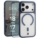 Kit protectie 2 in 1 BizonMobile, Carcasa Bizon MatteO si Folie sticla securizata Bizon Glass Edge, compatibil cu iPhone 18 Pro / 17 Pro, Albastru 2 - lerato.ro