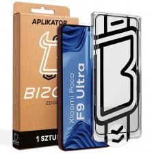 Folie sticla securizata Bizon Glass Aplikator Edge, Kit montare inclus, compatibila cu Xiaomi Poco F9 Ultra, Negru