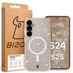 Carcasa Bizon SparklO cu MagSafe compatibila cu Samsung Galaxy S25 Plus / S24 Plus, Glitter Orange 7 - lerato.ro