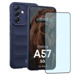 Kit protectie 2 in 1 BizonMobile, Carcasa Bizon Tur si Folie sticla securizata Bizon Glass Edge, compatibil cu Samsung Galaxy A57 5G, Dark Blue 2 - lerato.ro